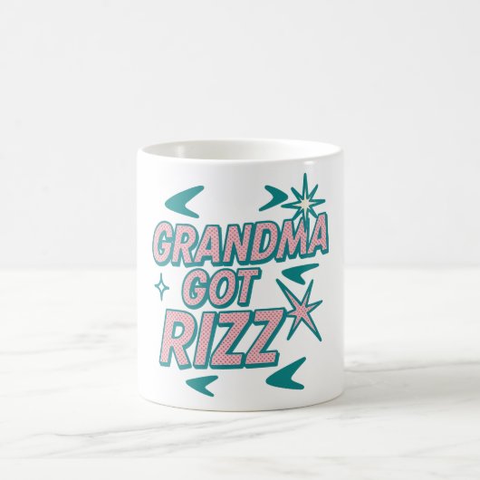 Oma heeft swag — Atomair turquoise-roze pop Magische Mok (Center)