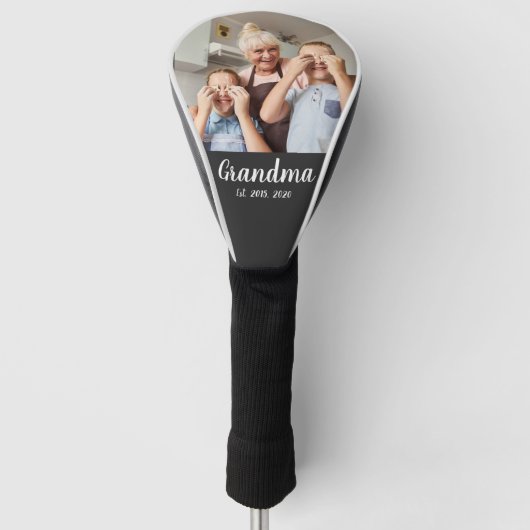 Oma heeft wit script foto opgericht golfheadcover (Voorkant)