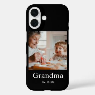 Oma heeft zwart foto cadeau opgericht iPhone 16 hoesje