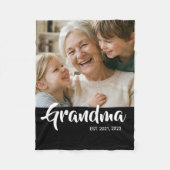 Oma heeft Zwarte Moderne Script Foto Gesteld Fleece Deken (Voorkant)