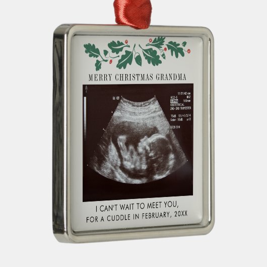 Oma Holiday Zwangerschap Zwangerschap Aankondiging Metalen Ornament (Rechts)