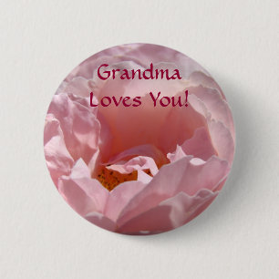 Oma houdt van jou! knop Roze Roos Bloem Ronde Button 5,7 Cm