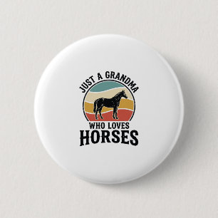 Oma houdt van paarden vintage gravure shirt ontwer ronde button 5,7 cm