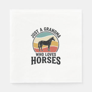 Oma houdt van paarden vintage gravure shirt ontwer servet