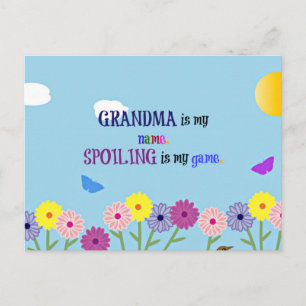 Oma is mijn naam. Bederf is mijn spel. Briefkaart