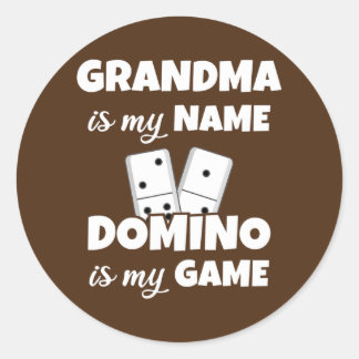 Oma is mijn naam Domino.. is mijn speelse domino Ronde Sticker