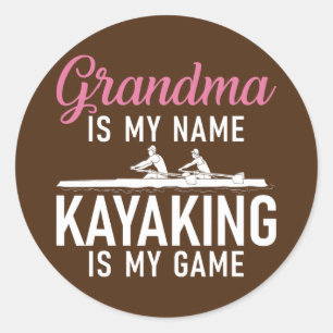 Oma is mijn naam Kayaking is mijn Game Kayak Ronde Sticker