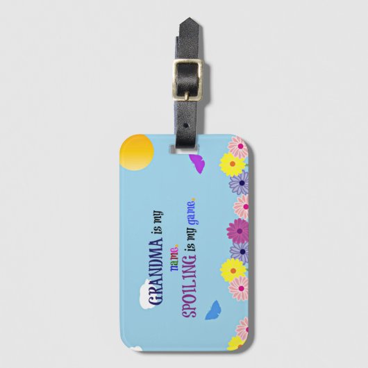 Oma is mijn naam. Verwennen is mijn spel. Bagagelabel (Voorkant (verticaal))