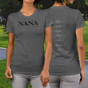 Oma jaar kleinkinderen namen Zwarte typografie T-shirt