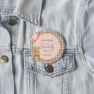 Oma kan nauwelijks wachten op Baby shower meisje Ronde Button 7,6 Cm