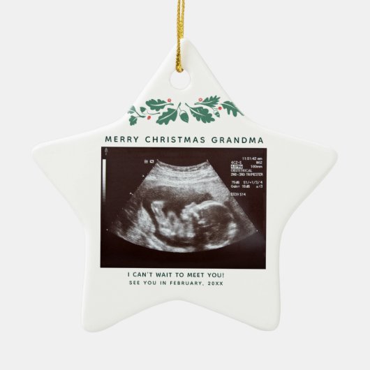 Oma Keepsake Kerstmis Zwangerschap Aankondiging Keramisch Ornament (Voorkant)