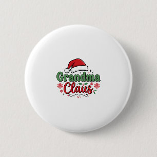 Oma Kerstman Kersthoed Ronde Button 5,7 Cm