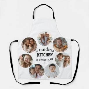 Oma keuken is altijd open collage foto's schort