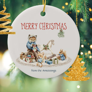 Oma Kinderen Dieren Waterverf Kerst Keramisch Ornament