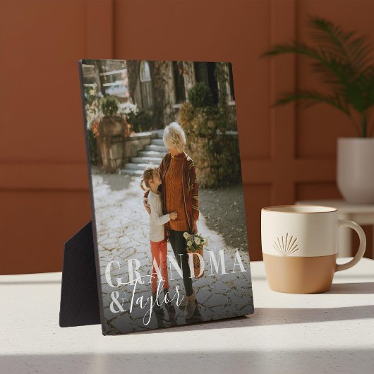 Oma & kleinkind Script Naam Foto Bewaarsake Fotoplaat