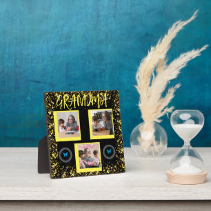 Oma Kleinkinderen Goud Glitters Fotocollage Fotoplaat