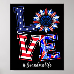 Oma Leven 4 juli Liefde Zonnebloem Amerikaanse Vla Poster