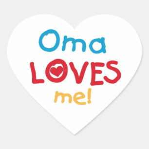 Oma Loves Me T-shirts en geschenken Hart Sticker