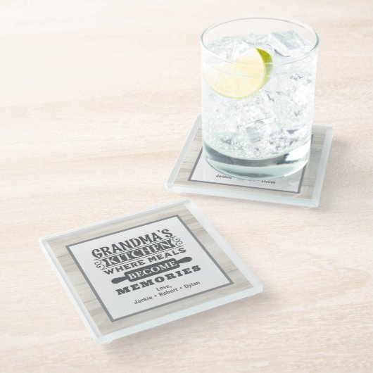 Oma maaltijden worden herinneringen glazen onderzetter (Schuin)