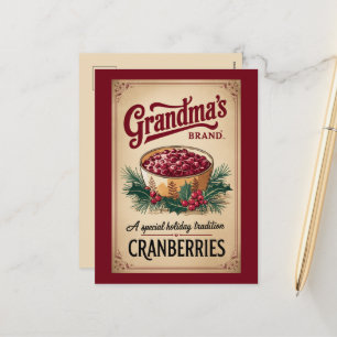 Oma merk cranberry's voegen bericht toe feestdagenkaart