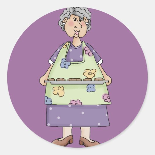 Oma met Cookies Design Ronde Sticker (Voorkant)