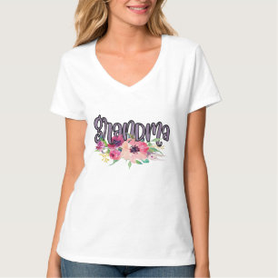 Oma met Waterverf Bloemen T-shirt