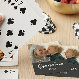 Oma Minimalistische Witte Script Tekst Pokerkaarten