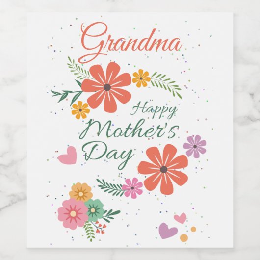 Oma Moederdag Flowers Wijn Etiket (Enkel label)