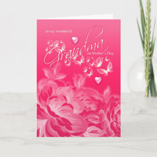 Oma Moederdag Kaart bloemen en vlinders