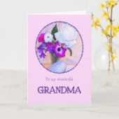 Oma, Moederdag kaart met geverfde bloemen. (Gele Bloem)