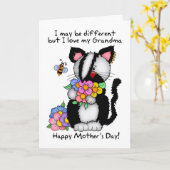 Oma Moederdag Kaart - Punk/Rock/Emo Cat en (Gele Bloem)