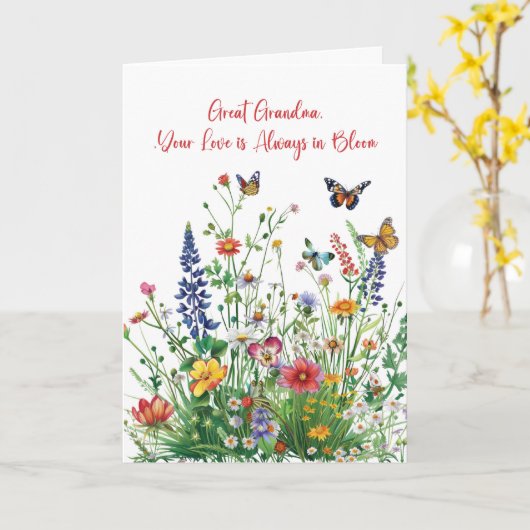 Oma Moederdag liefde in bloei Wildflower Kaart (Gele Bloem)