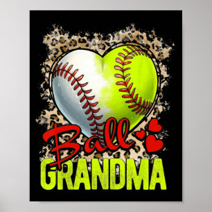 Oma Moederdag Softball Oma Honkbal Gran Poster