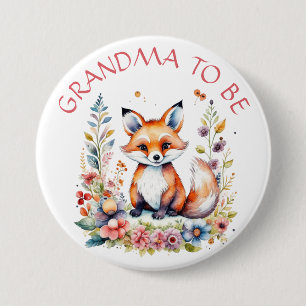 Oma moet worden Baby Fox and Flowers Baby shower Ronde Button 7,6 Cm