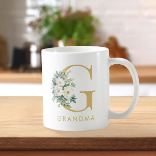 Oma Monogram Letter Floral Koffiemok