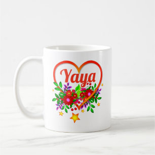 Oma naam wijzigen - Yaya - Harten en bloemen Koffiemok
