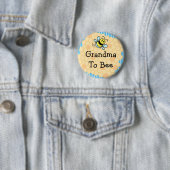 Oma naar Bee Blue Honeycomb Baby shower Button (In situ)