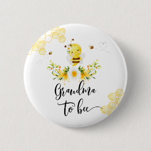 Oma naar bijen baby shower ronde button 5,7 cm