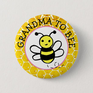 Oma naar het Baby shower van Bee Boy Ronde Button 5,7 Cm
