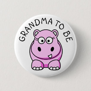 Oma naar Hippo Baby shower knop Ronde Button 5,7 Cm