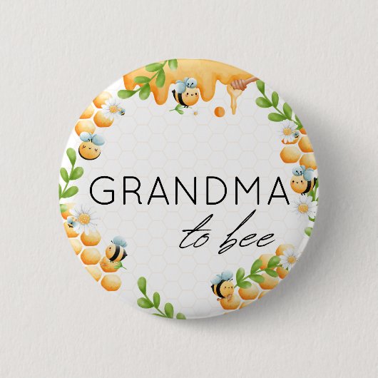 Oma naar honingbijen Baby shower Button (Voorkant)
