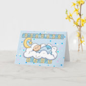 Oma nieuwe baby jongen gefeliciteerd kaart (Gele Bloem)