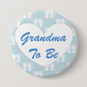 Oma om Baby shower Button blauw te zijn