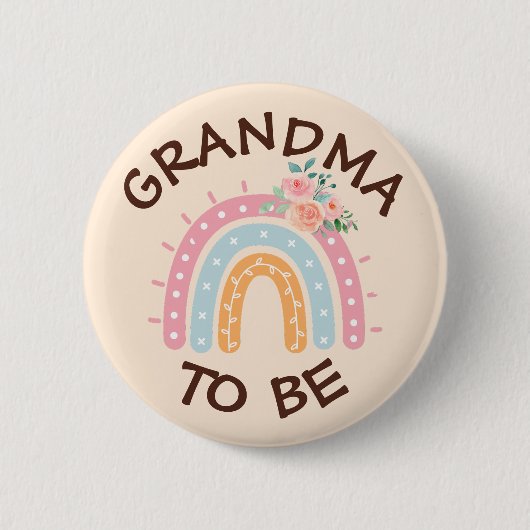 Oma om Baby shower Button Rainbow thema (Voorkant)