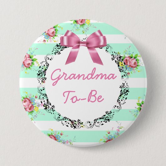 Oma om Baby shower Button te zijn Mint Green & Roz (Voorkant)