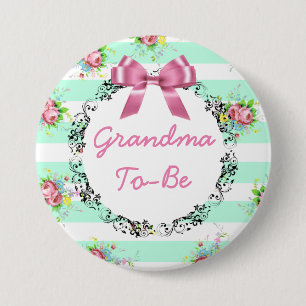 Oma om Baby shower Button te zijn Mint Green & Roz