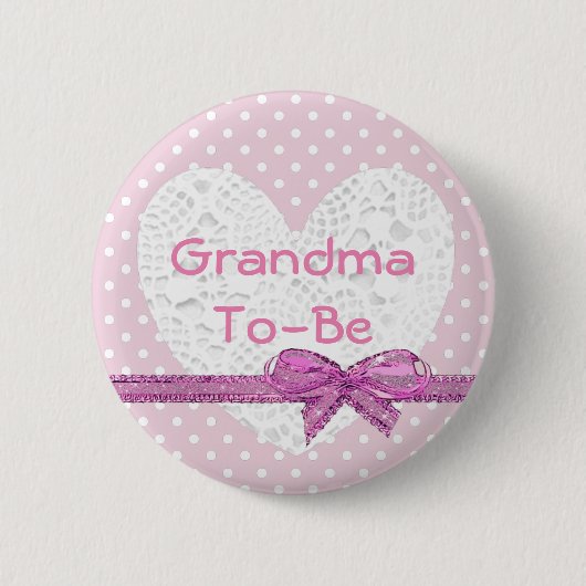 Oma om Baby shower roze en witte Button te zijn (Voorkant)