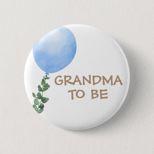 Oma om Blue Balloon Baby shower Button (Voorkant)
