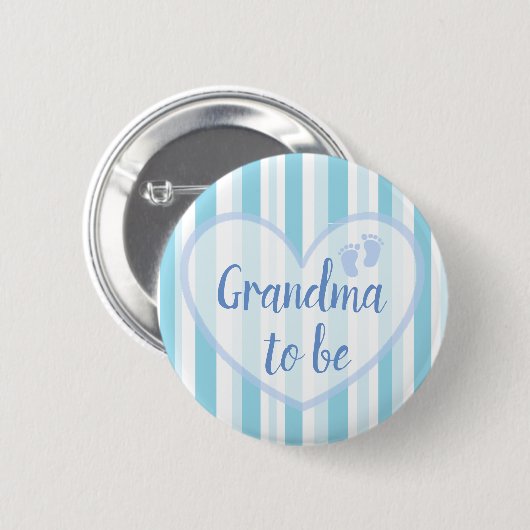 Oma om Blue Footprints Baby shower Button (Voorkant /achterkant)