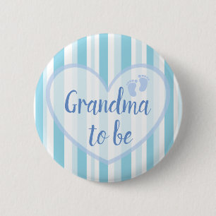 Oma om Blue Footprints Baby shower Button